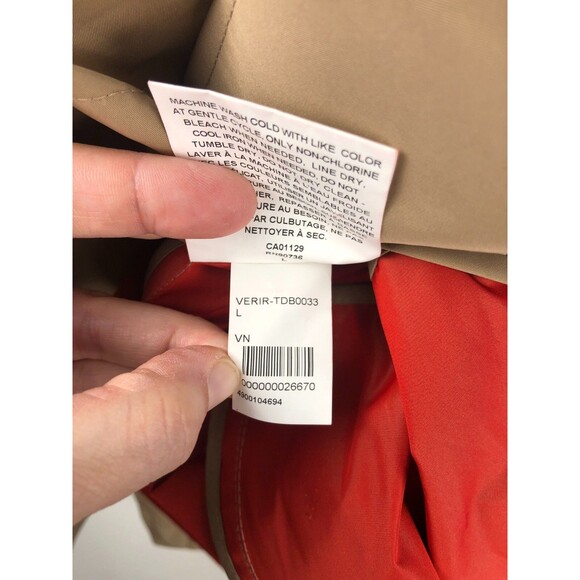 TALLIA  Men's Beige Solid Packable Trench Coat Rain Coat Windbreaker L Classic - Picture 5 of 9